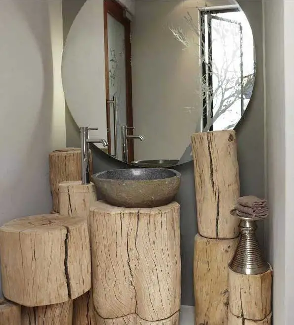 Mobilier rustic din lemn rotund acasa