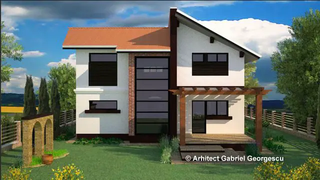 Proiecte de case cu etaj si terasa acoperita Two story house plans with covered patios 5