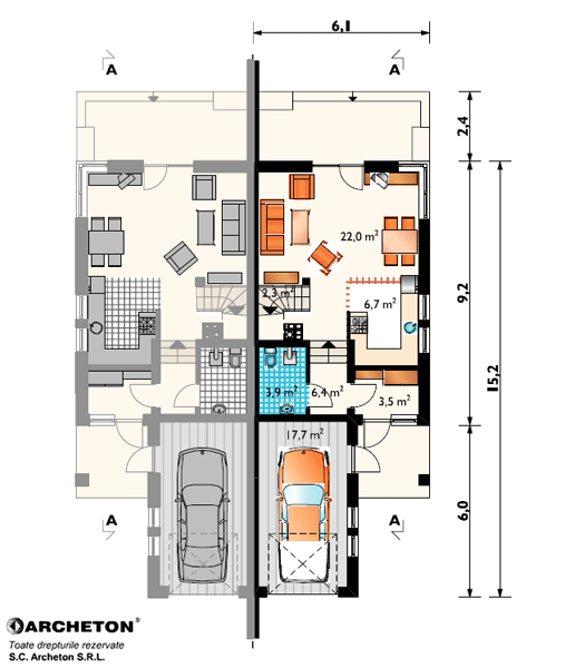 Proiecte case medii cu mansarda si garaj medium size house plans 10