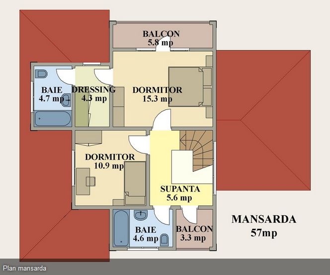 Proiecte case medii cu mansarda si garaj medium size house plans 8