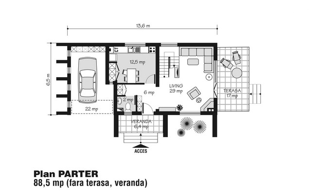 Proiecte de case moderne cu terasa deasupra garajului Terraced modern homes with underlying garage 9