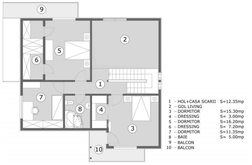 proiecte de casa cu scara interioara Interior staircase house plans 12