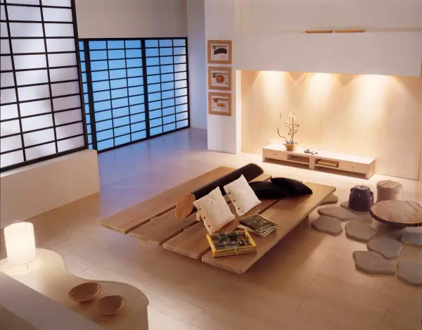 Amenajari interioare in stil japonez simplu