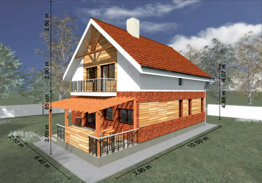 case mixte din caramida si lemn Brick and wooden structure houses 12