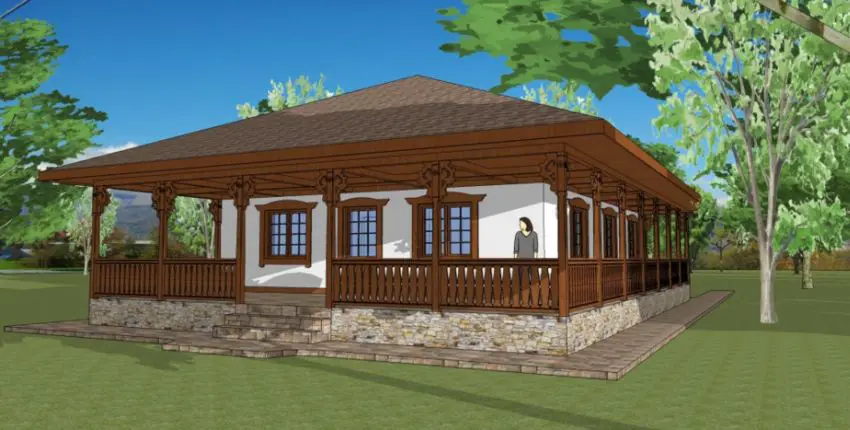 case cu veranda din lemn Wood porch house plans 6