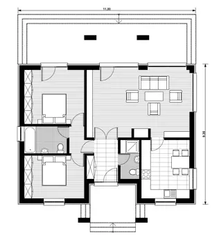 proiecte de case mici cu doua dormitoare Two bedroom small house plans 2