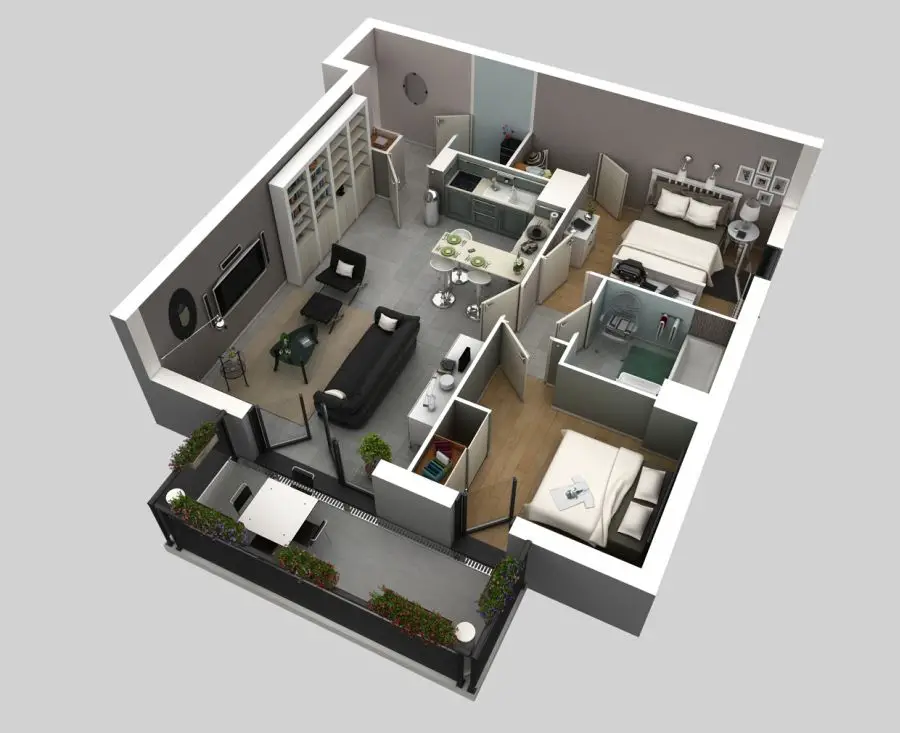 amenajarea unui apartament cu 3 camere 3 room apartment layouts 4
