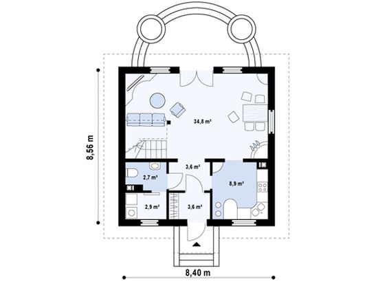 proiecte de case cu mansarda cu patru camere Four room attic house plans 3