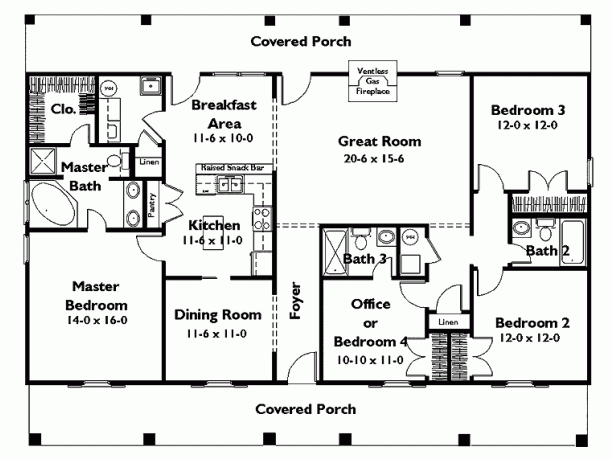 case fara etaj cu patru dormitoare Single story 4 bedroom house plans 9