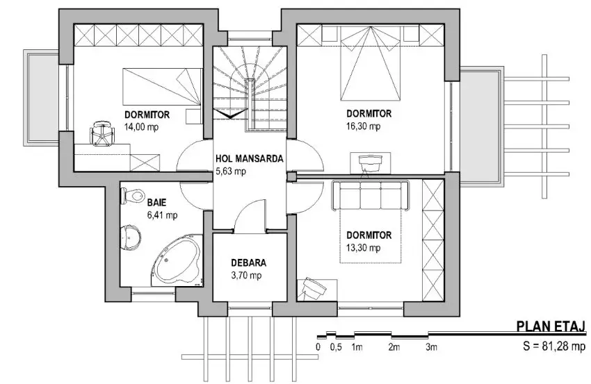 case mici cu trei dormitoare Small three bedroom house plans 5