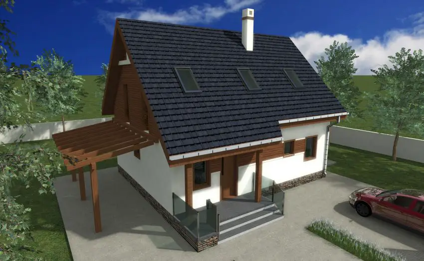 Case cu mansarda si balcon - elementele din lemn personalizeaza aceasta structura
