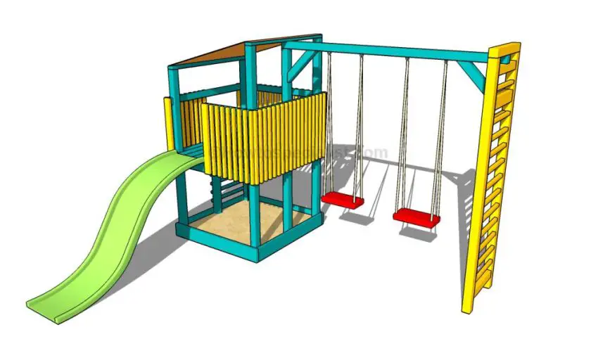 constructia unui mic loc de joaca pentru copii How to build an outdoor wooden playground 9