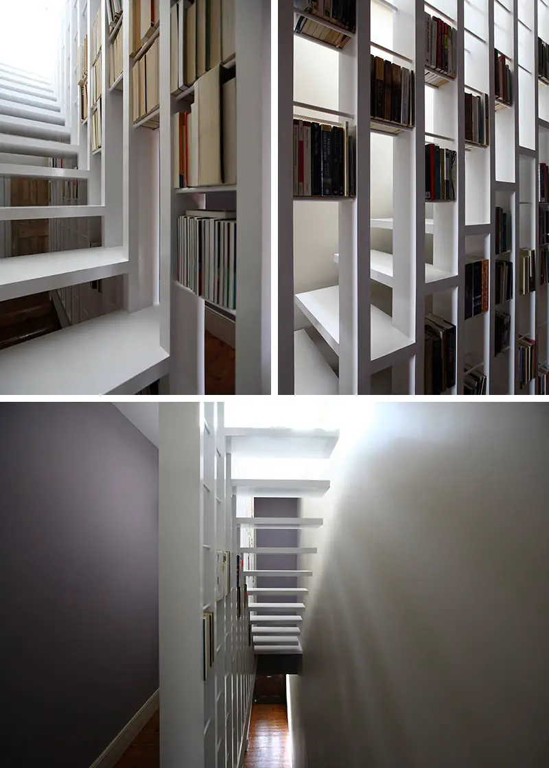 scari cu biblioteci in loc de balustrada Staircases with integrated bookshelves 3
