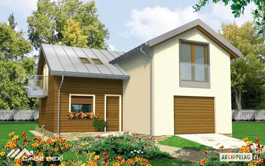case cu etaj si garaj integrat Two story flat roof houses with garage 1
