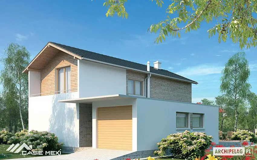 case cu etaj si garaj integrat Two story flat roof houses with garage 10