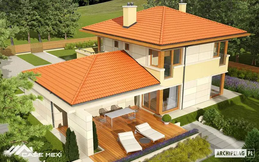 case cu etaj si garaj integrat Two story flat roof houses with garage 7