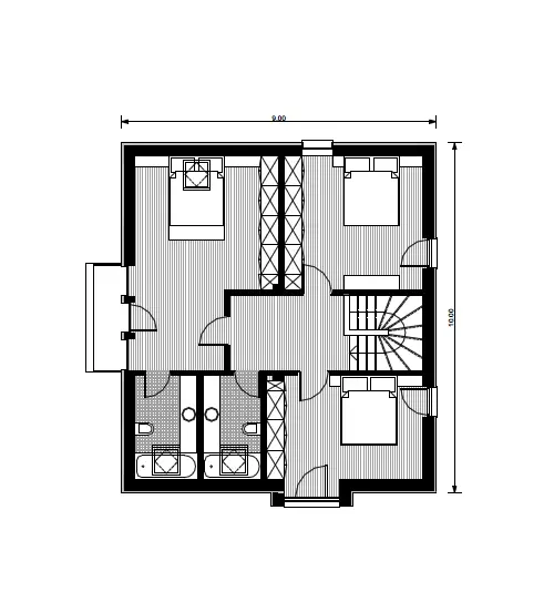 case mici cu trei dormitoare 1 plan etaj