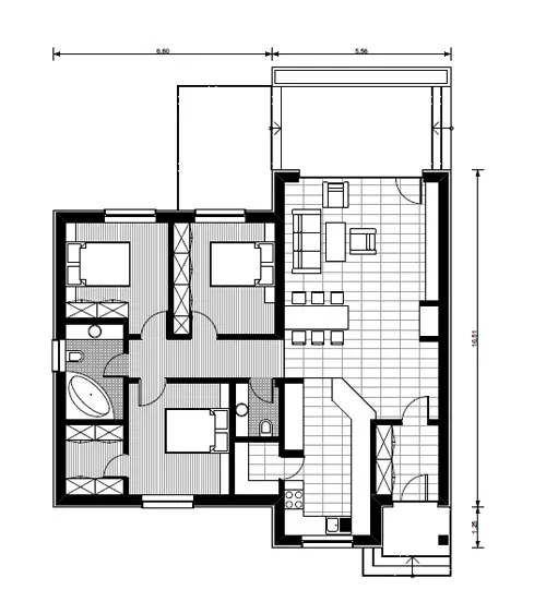 case mici cu trei dormitoare 2 plan