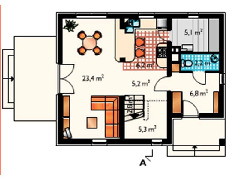case cu 2 dormitoare la etaj 1 plan parter