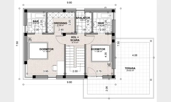 Case cu etaj pentru tineri. Design autentic