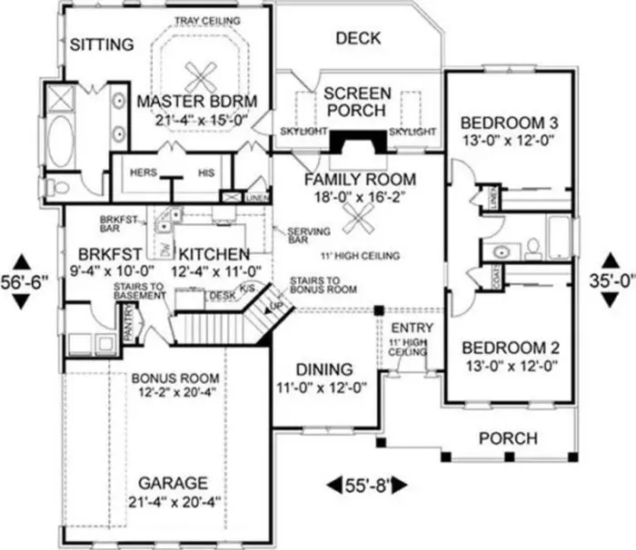 House plans with bonus rooms upstairs for relaxation