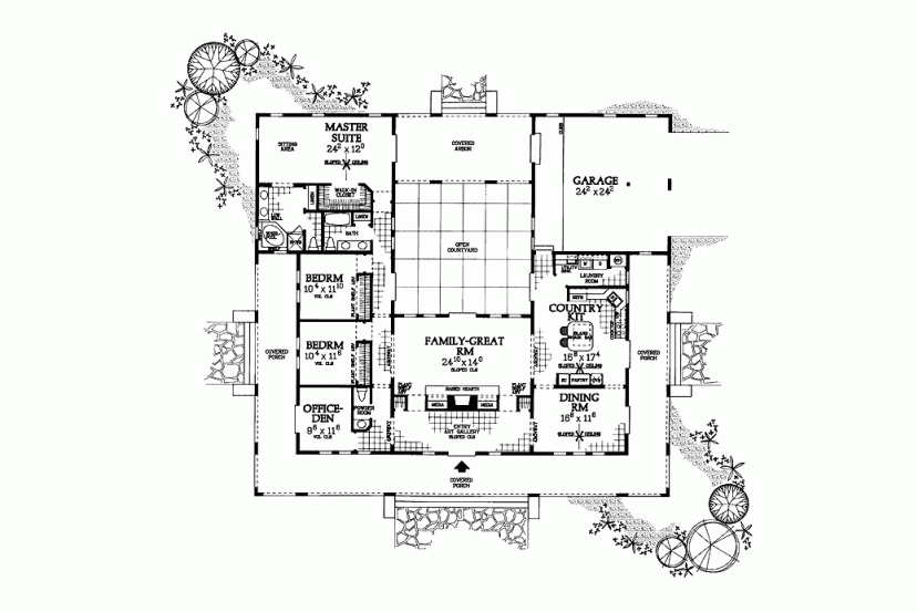 U shaped house plans with courtyard proiecte de casa in forma de U 3
