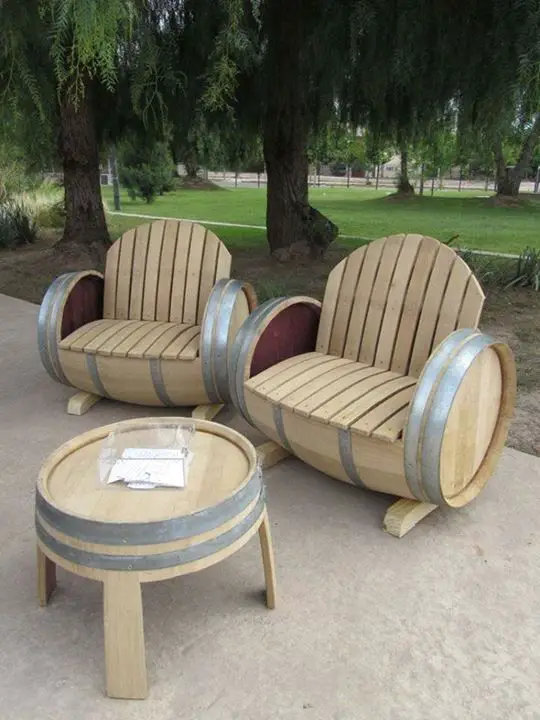 Vintage wooden barrel furniture for home