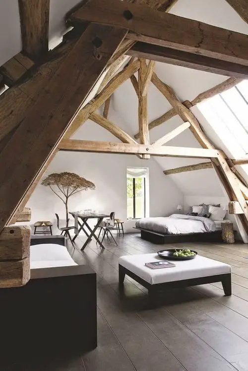 Rustic style attic design ideas