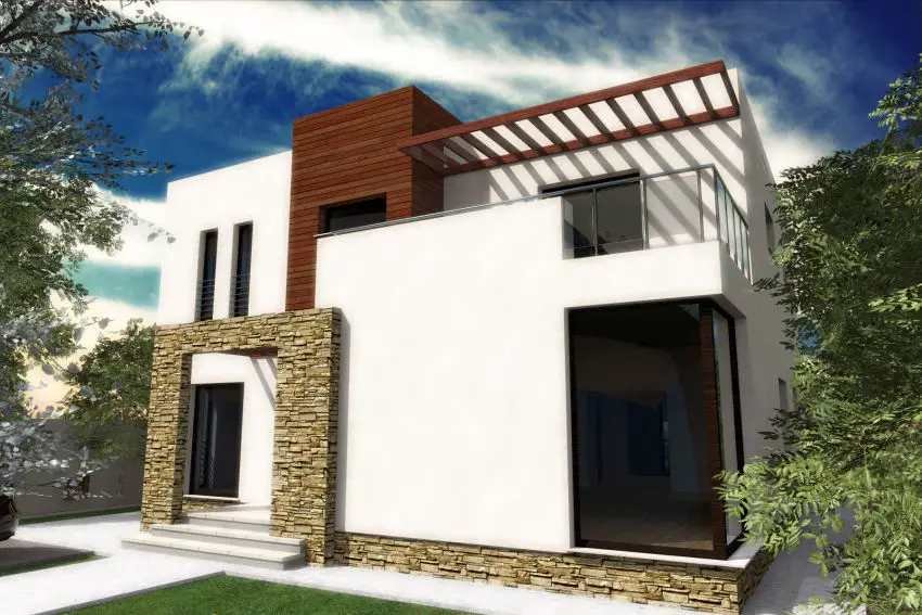 Protruding balcony modern house plans for all
