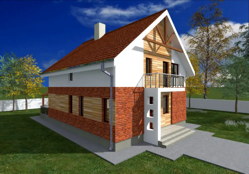 Case mixte din caramida si lemn elegante
