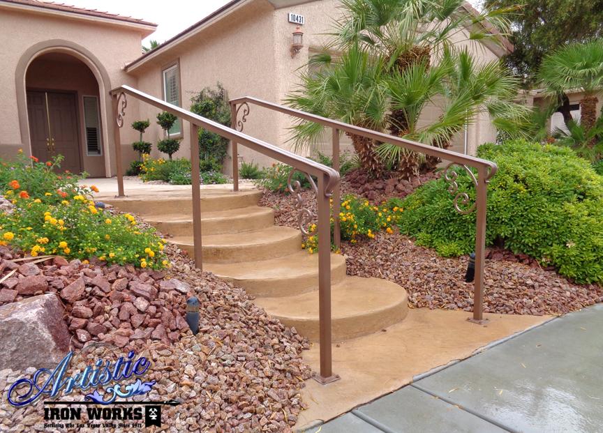 Exterior wrought iron stair railings for home
