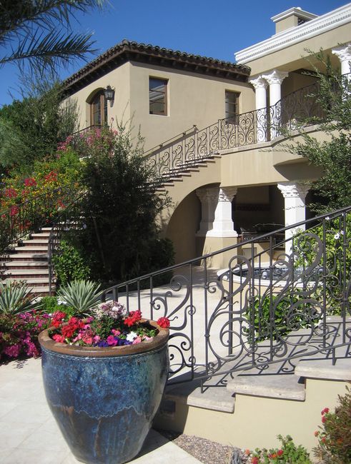 Exterior wrought iron stair railings for home