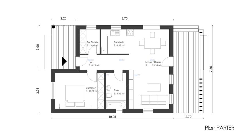 case mici cu parter Small single level house plans 6