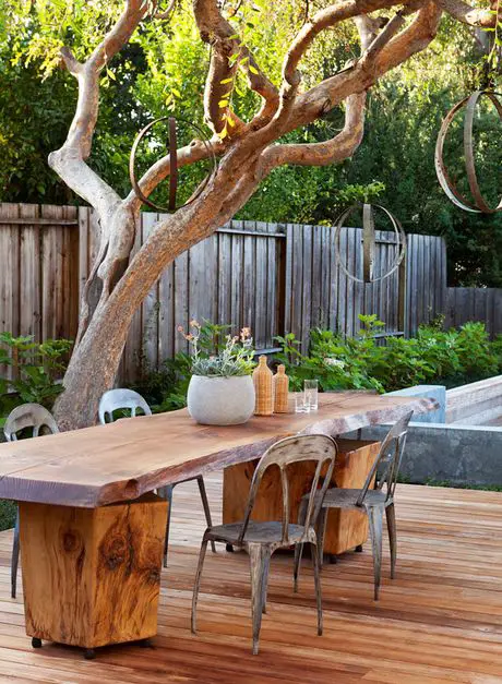 Outdoor wooden tables are great