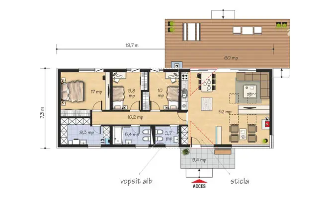 proiecte de case moderne pe un singur nivel Single level modern house plans 2