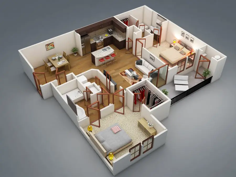amenajarea unui apartament cu 3 camere 3 room apartment layouts 2