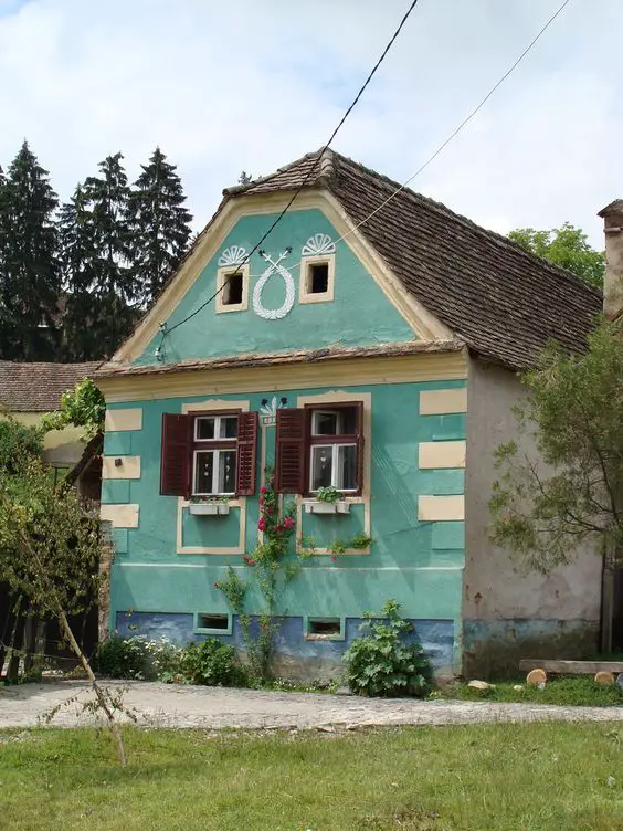 Saxon style houses in Transylvania
