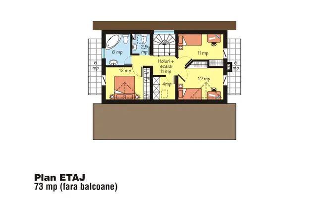 proiecte de case cu mansarda cu patru camere Four room attic house plans 12