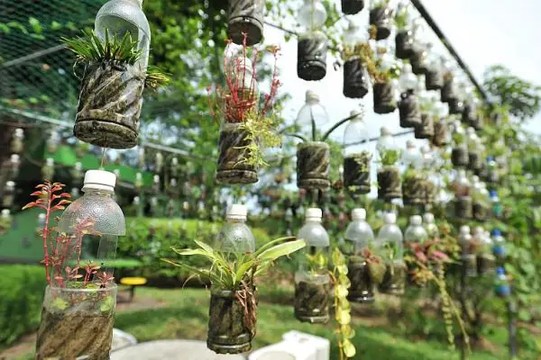gradini verticale din peturi Plastic bottle vertical garden ideas 7