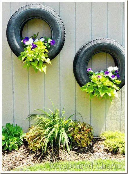 gradini amenajate cu cauciucuri old tire outdoor ornaments 15