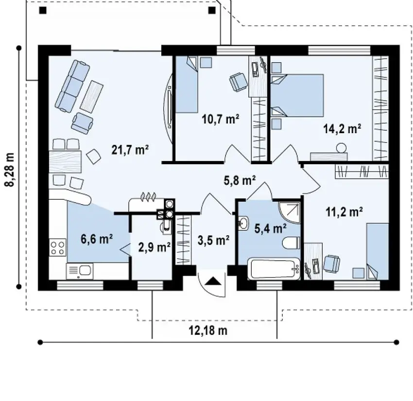 proiecte de case mici pe un singur nivel Small single level house plans 3