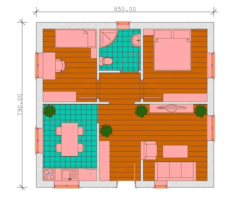proiecte de case fara etaj cu 2 dormitoare Two bedroom single story house plans 4