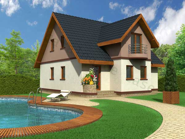 modele de case cu piscină mică casă cu mansardă