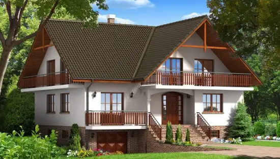 modele de casă cu mansardă și garaj subteran casă rustică