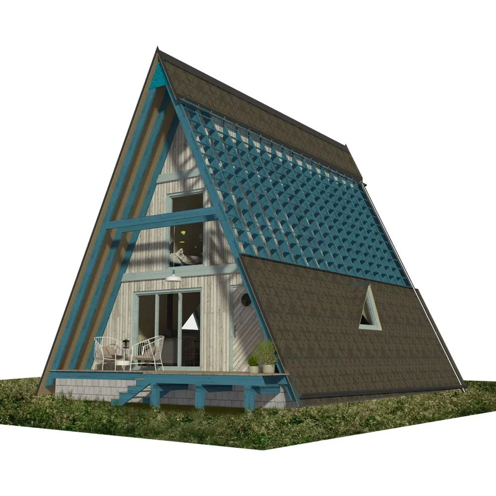 idei de cabane în formă de A cabană cu terasă la mansardă